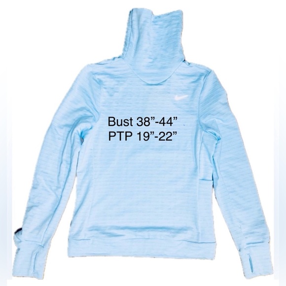 NWT Nike Running Therma-Fit SZ XS baby blue turtleneck w/logo/bust 38”-44” - Picture 2 of 7